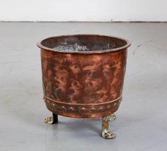 Riveted Copper Log Bin with Brass Paw Feet - 2986614