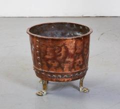 Riveted Copper Log Bin with Brass Paw Feet - 2986617