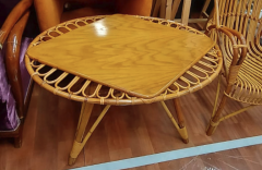 Riviera rattan superb rare round coffee table - 1854481