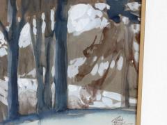 Robb Beebe Gouache on paper of an atmospheric wintry forest scene signed Robb Beebe - 950316