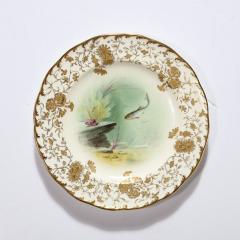 Robert A Holland Antique Set Eight Hand Painted Minton Plates Depicting Fish Signed A Holland - 3376008