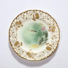 Robert A Holland Antique Set Eight Hand Painted Minton Plates Depicting Fish Signed A Holland - 3376141