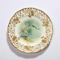 Robert A Holland Antique Set Eight Hand Painted Minton Plates Depicting Fish Signed A Holland - 3376148