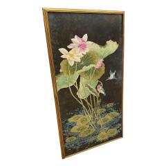 Robert Crowder Original Robert Crowder Chinoiserie Painting of Birds Lotus Flowers 1 of 2 - 4150567