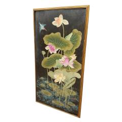 Robert Crowder Original Robert Crowder Chinoiserie Painting of Birds Lotus Flowers 2 of 2 - 4150568