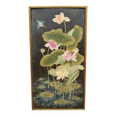 Robert Crowder Original Robert Crowder Chinoiserie Painting of Birds Lotus Flowers 2 of 2 - 4150575