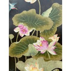 Robert Crowder Original Robert Crowder Chinoiserie Painting of Birds Lotus Flowers 2 of 2 - 4150593