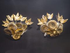 Robert Goossens Rare pair of waterlily wall lights - 2037438