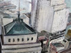 Robert Hallowell Early Wall Street Vintage Lower Manhattan Skyline painting Capitalism Rising - 4685915