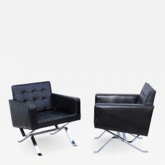 Robert Haussmann Robert Haussmann Chrome And Leather Lounge Chairs - 1101540