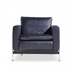 Robert Haussmann Robert Haussmann for De Sede Mid Century Black Leather Chairs Pair - 4499552