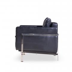 Robert Haussmann Robert Haussmann for De Sede Mid Century Black Leather Chairs Pair - 4499555