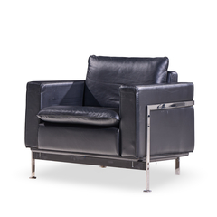 Robert Haussmann Robert Haussmann for De Sede Mid Century Black Leather Chairs Pair - 4710736