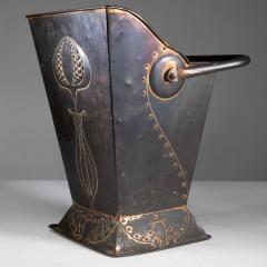 Robert Hilton Robert Hilton An Arts Crafts Copper Coal Bucket with a Single Flower in Seed - 4188441