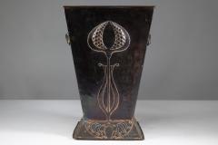 Robert Hilton Robert Hilton An Arts Crafts Copper Coal Bucket with a Single Flower in Seed - 4188442