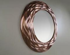 Robert Kuo Antique Copper Sui Ola Mirror by Robert Kuo Hand Repousse - 3829962