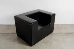 Robert Kuo Arm Rest Chair Black Lacquer by Robert Kuo Handmade Limited Edition - 3831495