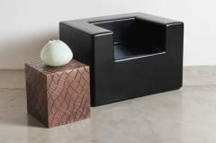 Robert Kuo Arm Rest Chair Black Lacquer by Robert Kuo Handmade Limited Edition - 3831499