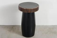 Robert Kuo Black Lacquer Side Table with Kuai Trim by Robert Kuo Hand Repousse Limited - 3830209