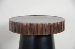 Robert Kuo Black Lacquer Side Table with Kuai Trim by Robert Kuo Hand Repousse Limited - 3830210