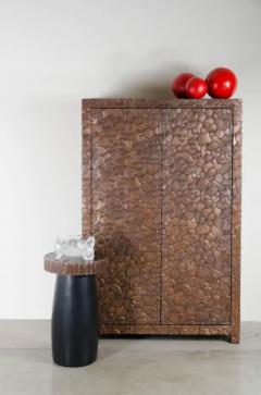 Robert Kuo Black Lacquer Side Table with Kuai Trim by Robert Kuo Hand Repousse Limited - 3830214