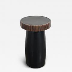 Robert Kuo Black Lacquer Side Table with Kuai Trim by Robert Kuo Hand Repousse Limited - 3835908