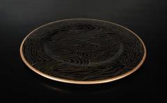 Robert Kuo Charger Black Woodgrain Design Cloisonn by Robert Kuo Limited Edition - 3829995