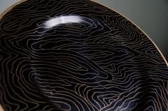 Robert Kuo Charger Black Woodgrain Design Cloisonn by Robert Kuo Limited Edition - 3829997