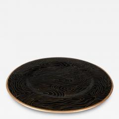 Robert Kuo Charger Black Woodgrain Design Cloisonn by Robert Kuo Limited Edition - 3832681