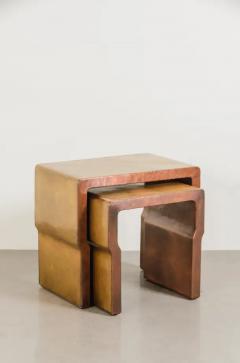 Robert Kuo Cintura Nesting Tables Set of 2 in Brass and Copper by Robert Kuo Limited - 3838316