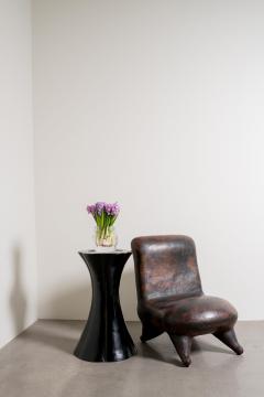 Robert Kuo Contemporary 6 Lobed Petal Stand Table in Black Lacquer by Robert Kuo - 4513521