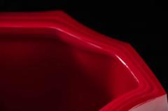 Robert Kuo Contemporary Bamboo Shaven Peking Glass Vase in Raspberry by Robert Kuo - 3838442