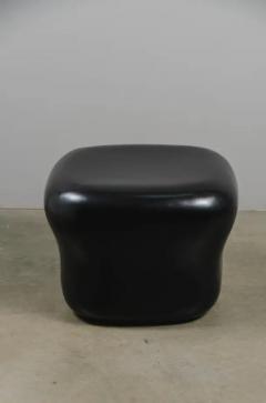 Robert Kuo Contemporary Black Lacquer Cushion Drumstool by Robert Kuo Limited Edition - 3836850