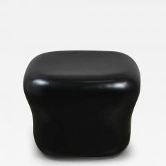 Robert Kuo Contemporary Black Lacquer Cushion Drumstool by Robert Kuo Limited Edition - 3848850