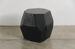 Robert Kuo Contemporary Black Lacquer Faceted Drumstool by Robert Kuo Limited Edition - 3834853