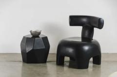 Robert Kuo Contemporary Black Lacquer Faceted Drumstool by Robert Kuo Limited Edition - 3834856
