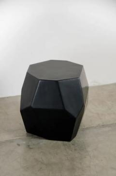 Robert Kuo Contemporary Black Lacquer Faceted Drumstool by Robert Kuo Limited Edition - 3834858