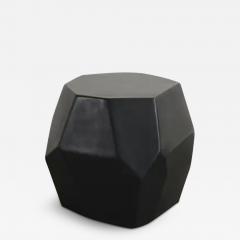 Robert Kuo Contemporary Black Lacquer Faceted Drumstool by Robert Kuo Limited Edition - 3836255
