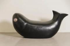 Robert Kuo Contemporary Black Lacquer Fish Seat w Copper Eye by Robert Kuo - 3836958