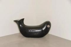 Robert Kuo Contemporary Black Lacquer Fish Seat w Copper Eye by Robert Kuo - 3836985