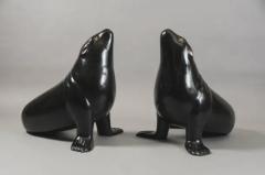 Robert Kuo Contemporary Black Lacquer Sea Lion Sculpture by Robert Kuo Limited Edition - 3834991