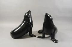 Robert Kuo Contemporary Black Lacquer Sea Lion Sculpture by Robert Kuo Limited Edition - 3834992