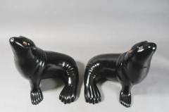 Robert Kuo Contemporary Black Lacquer Sea Lion Sculpture by Robert Kuo Limited Edition - 3834994
