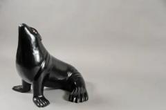 Robert Kuo Contemporary Black Lacquer Sea Lion Sculpture by Robert Kuo Limited Edition - 3835010