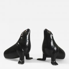 Robert Kuo Contemporary Black Lacquer Sea Lion Sculpture by Robert Kuo Limited Edition - 3836279