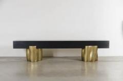 Robert Kuo Contemporary Brass and Lacquer Root Bench by Robert Kuo Limited Edition - 3834885