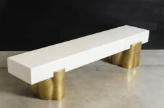 Robert Kuo Contemporary Brass and Lacquer Root Bench by Robert Kuo Limited Edition - 3834886