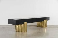 Robert Kuo Contemporary Brass and Lacquer Root Bench by Robert Kuo Limited Edition - 3834887