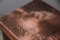 Robert Kuo Contemporary Camphorwood Trunk w Repouss Antiqued Copper Woodgrain Design Lid - 4513478