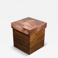 Robert Kuo Contemporary Camphorwood Trunk w Repouss Antiqued Copper Woodgrain Design Lid - 4513552